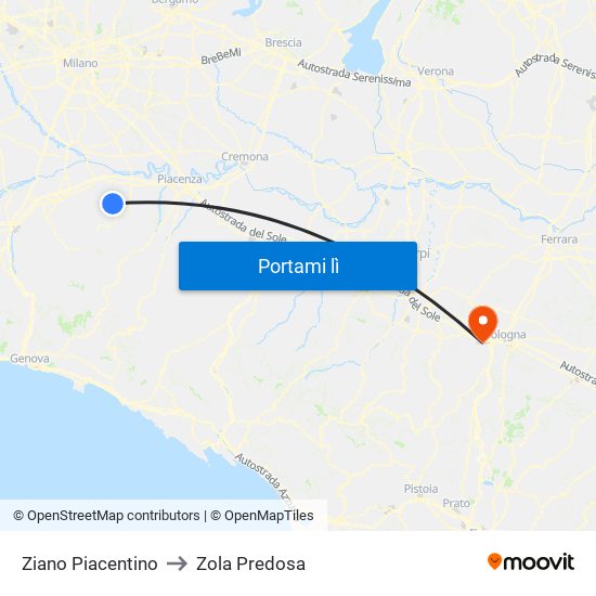 Ziano Piacentino to Zola Predosa map