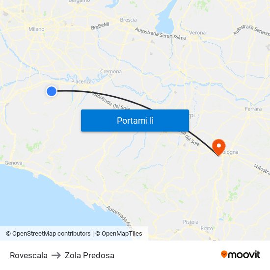 Rovescala to Zola Predosa map