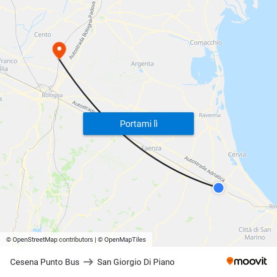 Cesena Punto Bus to San Giorgio Di Piano map