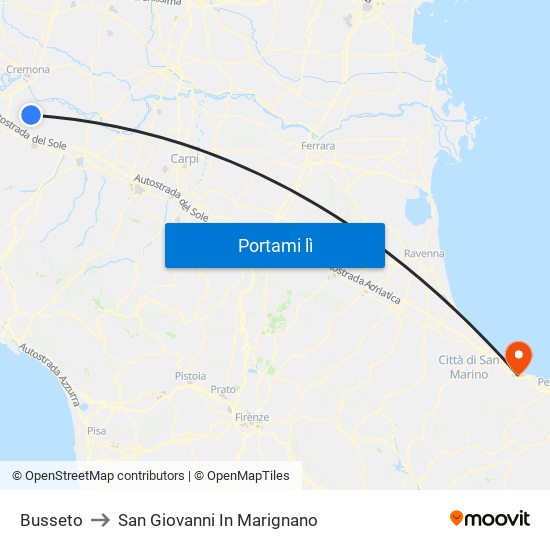 Busseto to San Giovanni In Marignano map