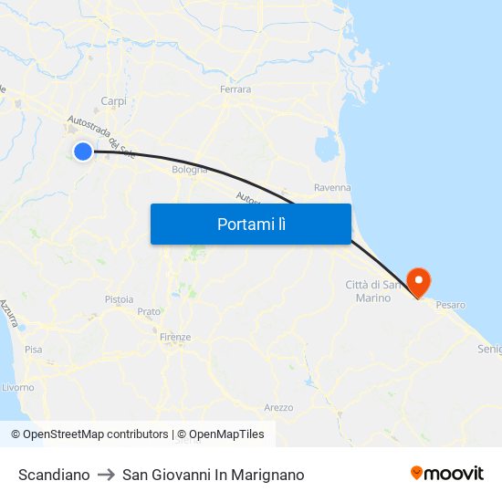 Scandiano to San Giovanni In Marignano map