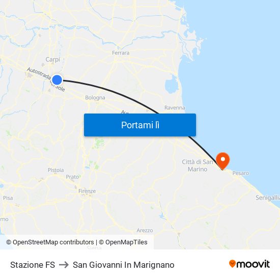 Stazione FS to San Giovanni In Marignano map