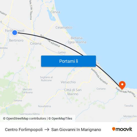 Centro Forlimpopoli to San Giovanni In Marignano map