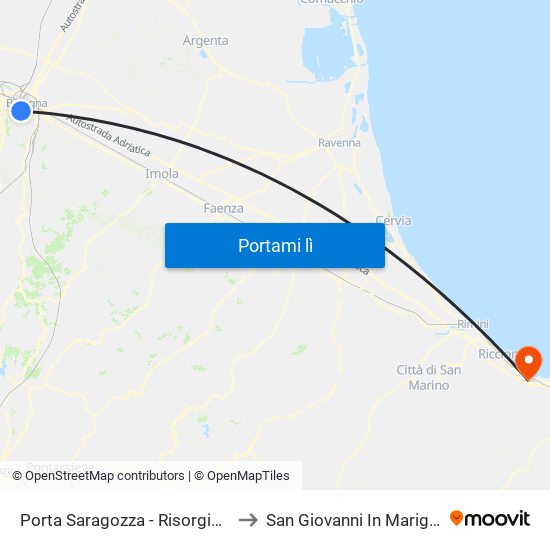 Porta Saragozza - Risorgimento to San Giovanni In Marignano map