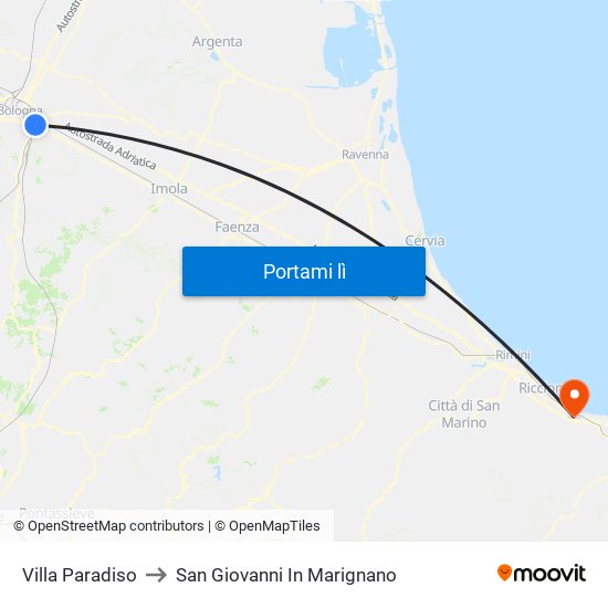 Villa Paradiso to San Giovanni In Marignano map