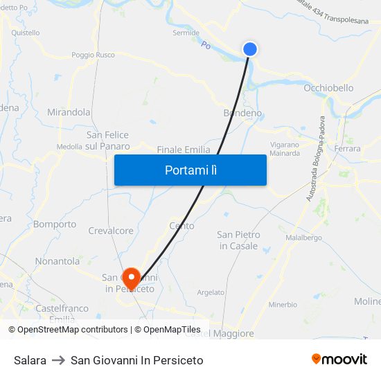 Salara to San Giovanni In Persiceto map