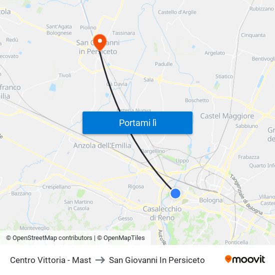 Centro Vittoria - Mast to San Giovanni In Persiceto map