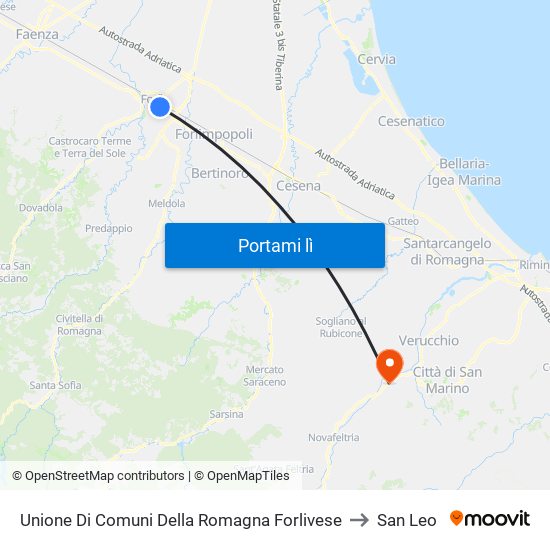 Unione Di Comuni Della Romagna Forlivese to San Leo map