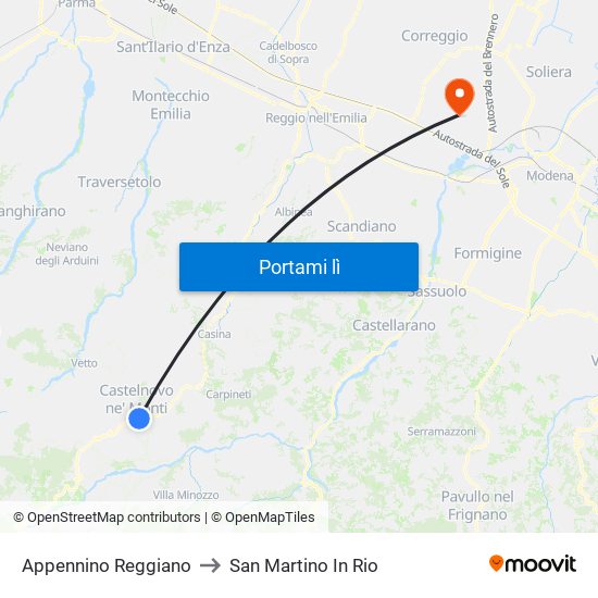 Appennino Reggiano to San Martino In Rio map