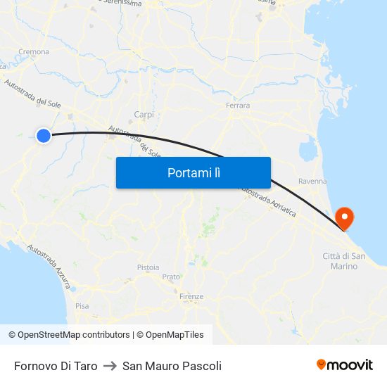 Fornovo Di Taro to San Mauro Pascoli map