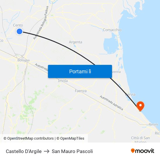 Castello D'Argile to San Mauro Pascoli map