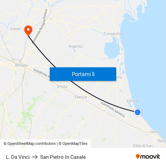 L. Da Vinci to San Pietro In Casale map