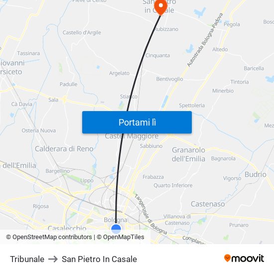 Tribunale to San Pietro In Casale map