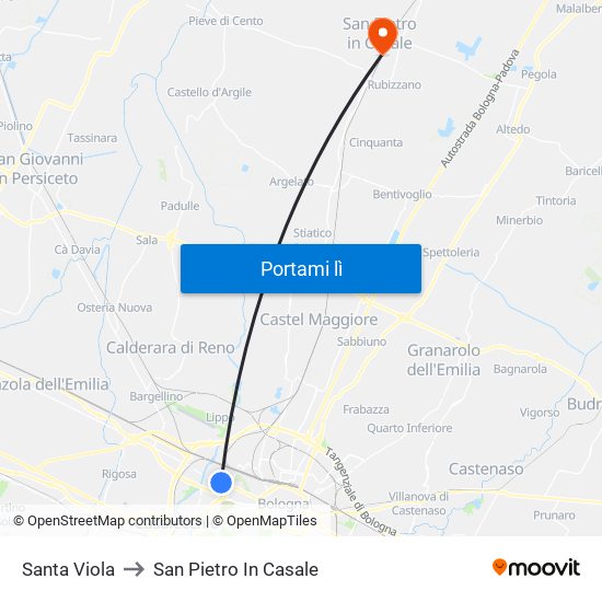Santa Viola to San Pietro In Casale map