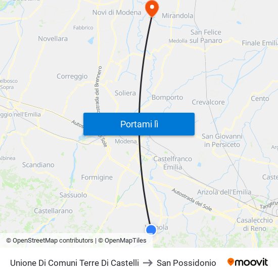 Unione Di Comuni Terre Di Castelli to San Possidonio map