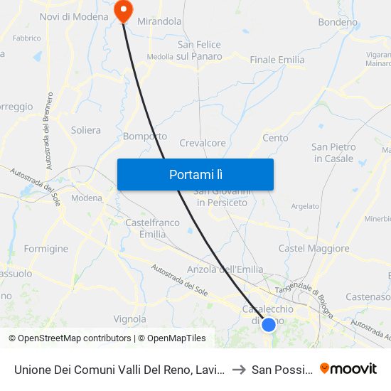 Unione Dei Comuni Valli Del Reno, Lavino E Samoggia to San Possidonio map