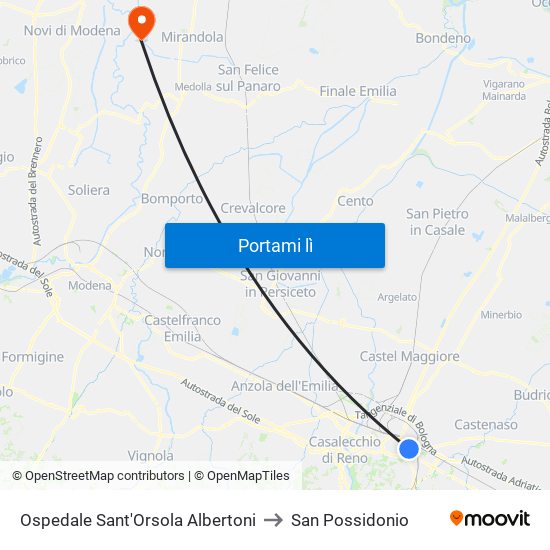 Ospedale Sant'Orsola Albertoni to San Possidonio map