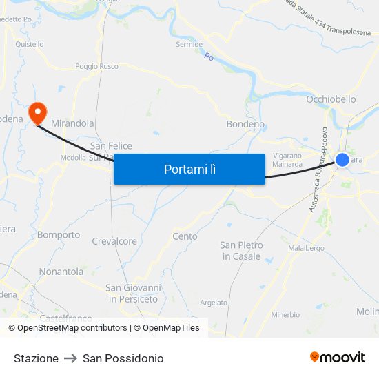 Stazione to San Possidonio map