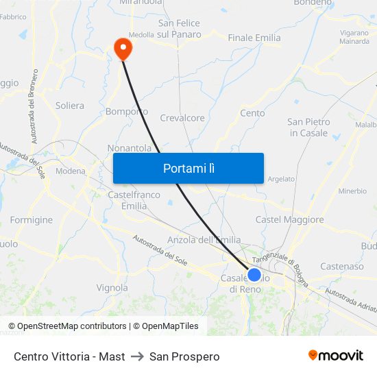 Centro Vittoria - Mast to San Prospero map