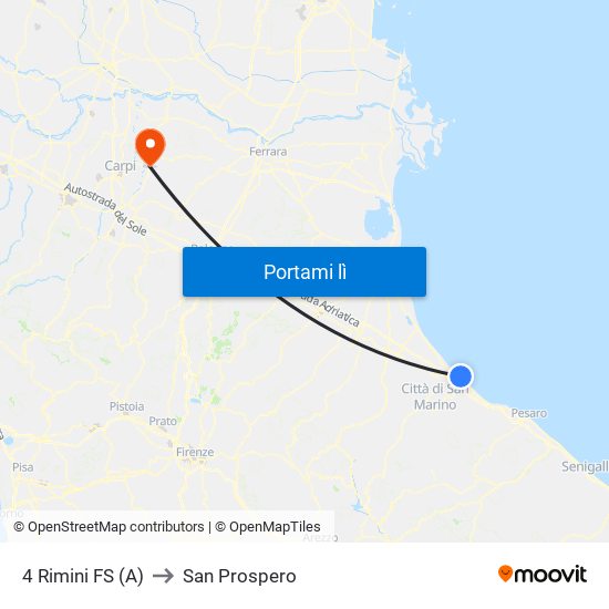 4 Rimini FS to San Prospero map