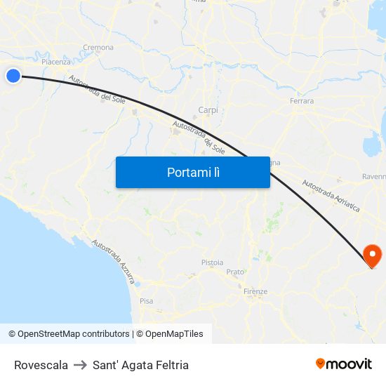 Rovescala to Sant' Agata Feltria map