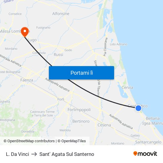 L. Da Vinci to Sant' Agata Sul Santerno map