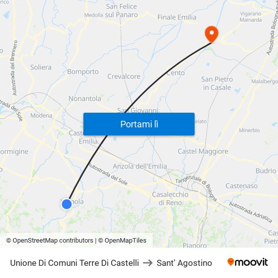 Unione Di Comuni Terre Di Castelli to Sant' Agostino map