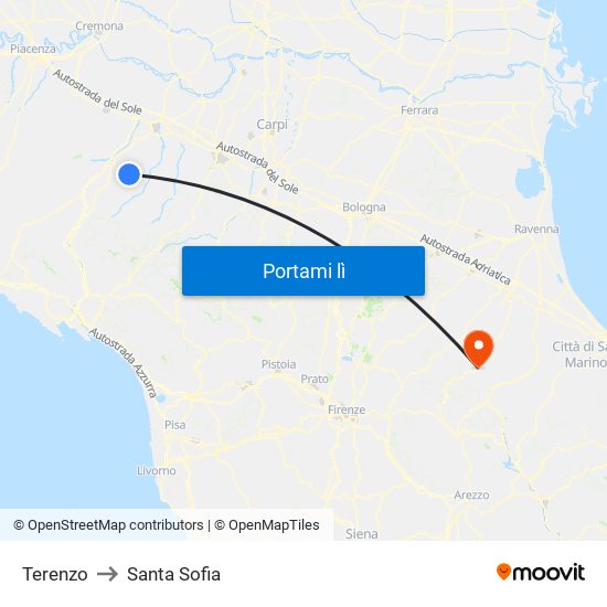 Terenzo to Santa Sofia map