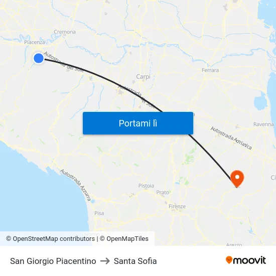 San Giorgio Piacentino to Santa Sofia map