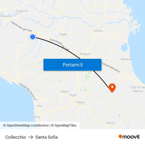 Collecchio to Santa Sofia map