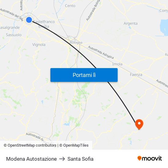 Modena  Autostazione to Santa Sofia map