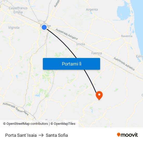 Porta Sant`Isaia to Santa Sofia map