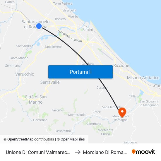 Unione Di Comuni Valmarecchia to Morciano Di Romagna map