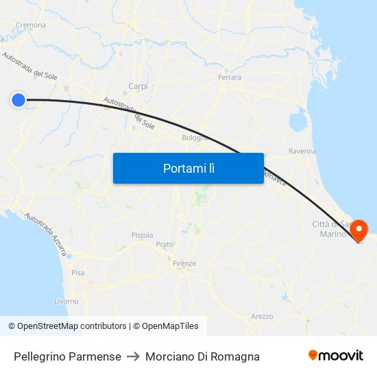 Pellegrino Parmense to Morciano Di Romagna map