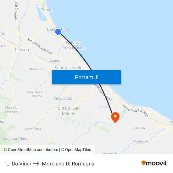 L. Da Vinci to Morciano Di Romagna map