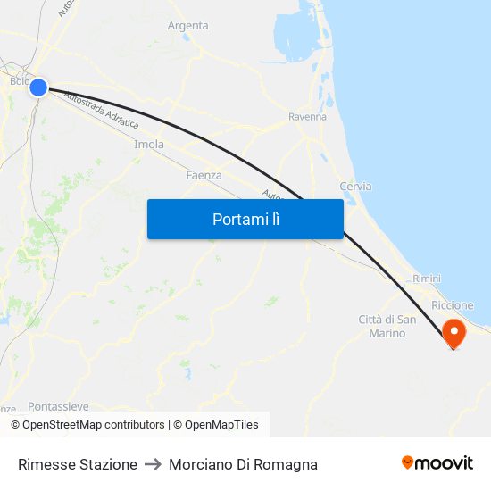 Rimesse Stazione to Morciano Di Romagna map