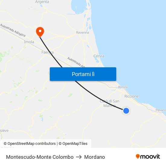 Montescudo-Monte Colombo to Mordano map