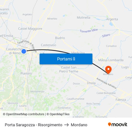 Porta Saragozza - Risorgimento to Mordano map