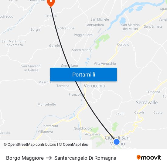 Borgo Maggiore to Santarcangelo Di Romagna map