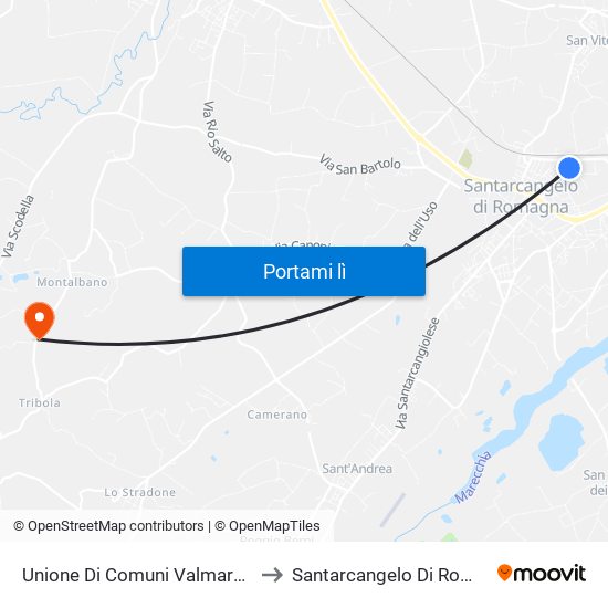 Unione Di Comuni Valmarecchia to Santarcangelo Di Romagna map
