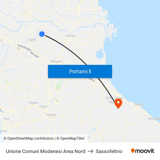 Unione Comuni Modenesi Area Nord to Sassofeltrio map