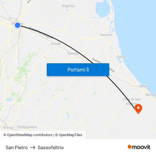 San Pietro to Sassofeltrio map