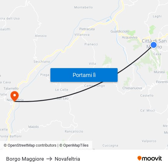 Borgo Maggiore to Novafeltria map