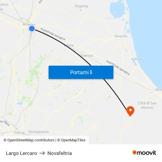 Largo Lercaro to Novafeltria map