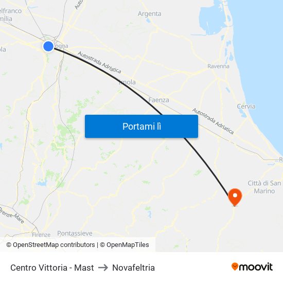 Centro Vittoria - Mast to Novafeltria map