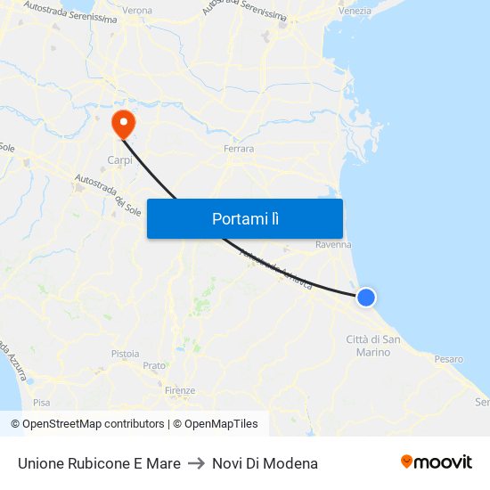 Unione Rubicone E Mare to Novi Di Modena map