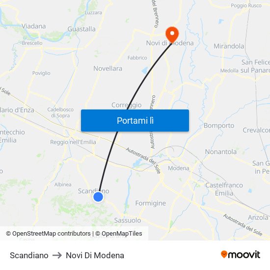 Scandiano to Novi Di Modena map