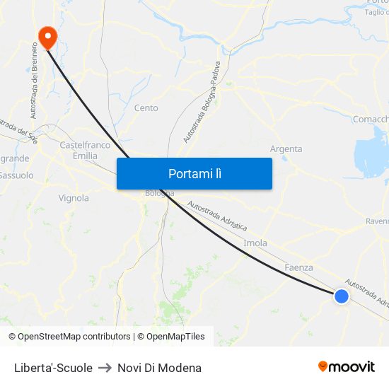 Liberta'-Scuole to Novi Di Modena map