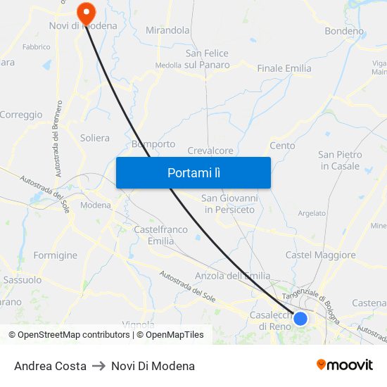 Andrea Costa to Novi Di Modena map