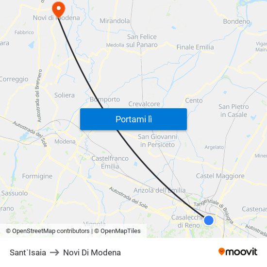 Sant`Isaia to Novi Di Modena map